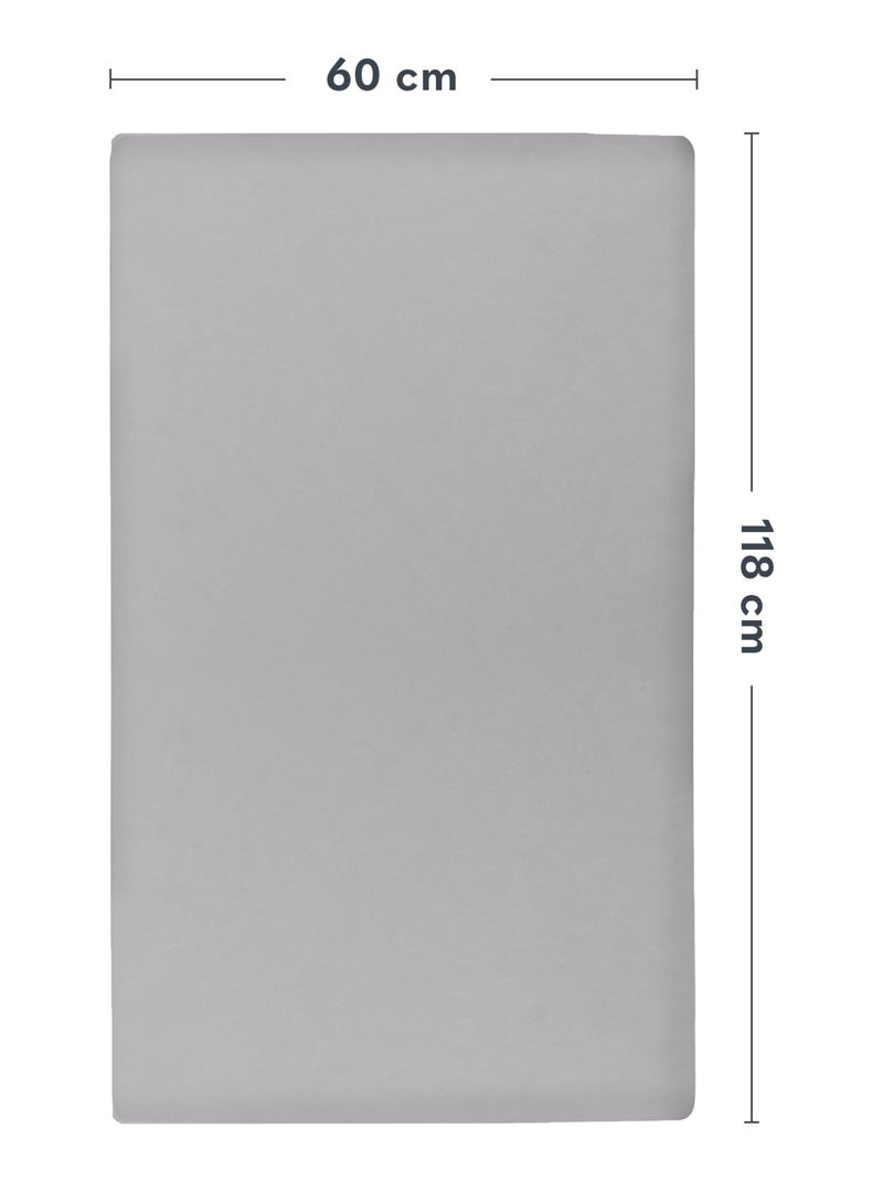 2 x Sábanas Ajustables de Bambú para Cuna - LIONELO - Cuna de Viaje - 120 x 60 cm - Universal Gris blanco - Kiabi