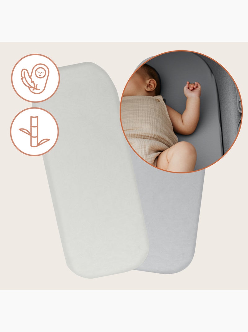 2 x Sábanas ajustables de bambú para cuna - LIONELO - Universal - 70 x 30 cm Gris blanco - Kiabi
