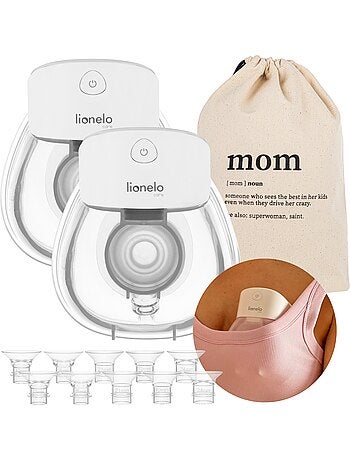 2 x Sacaleches manos libres LIONELO Fidi Free Lumi - Lámpara - 80ml - 6 Tallas - 3h inalámbrico
