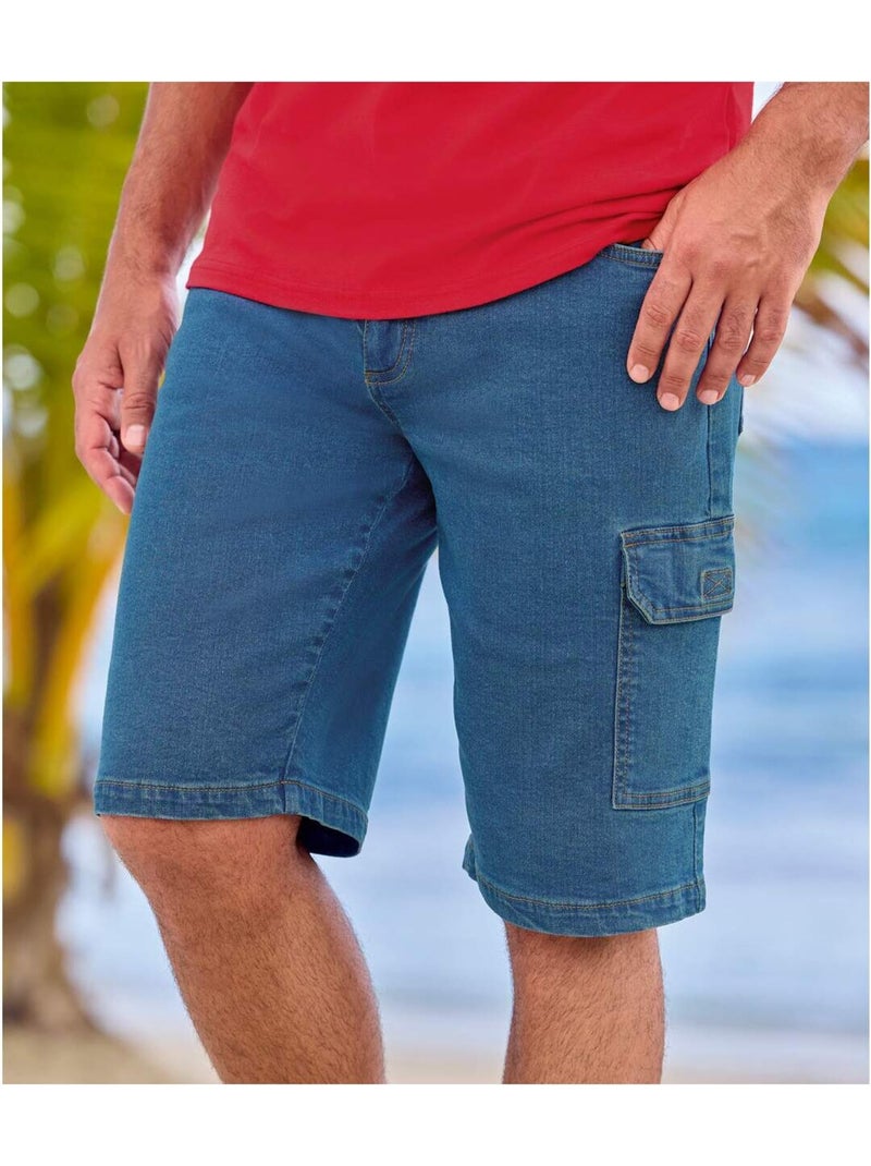 2x bermudas cargo de vaquero stretch ligero Azul - Kiabi