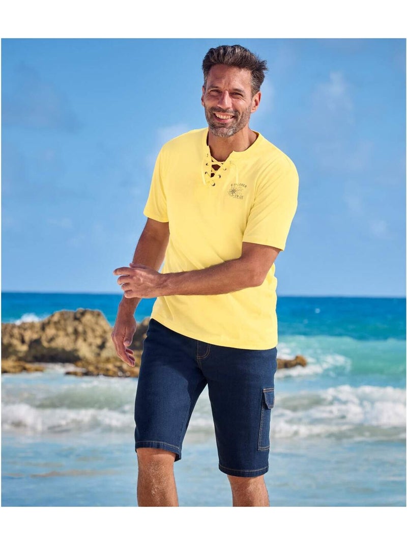 2x bermudas cargo de vaquero stretch ligero Azul - Kiabi