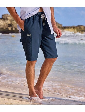 2x bermudas de microfibra confort con cinturilla elástica y bolsillo cargo - atlas for men