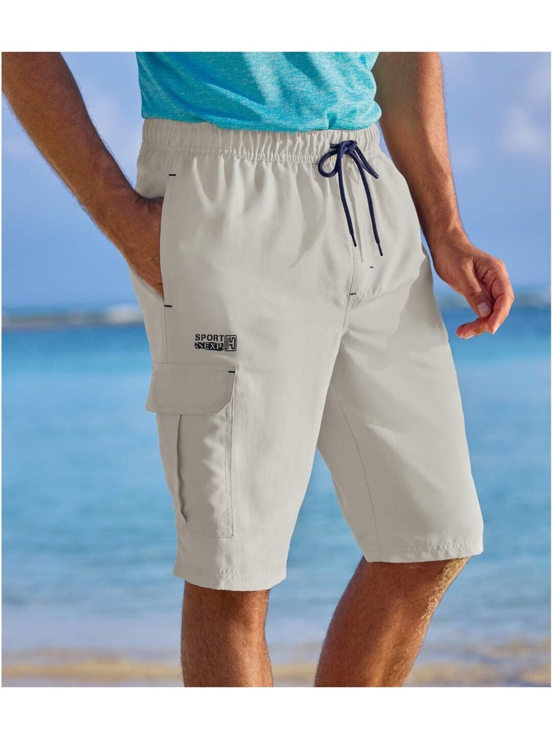 2x bermudas de microfibra confort con cinturilla elástica y bolsillo cargo Gris azul - Kiabi