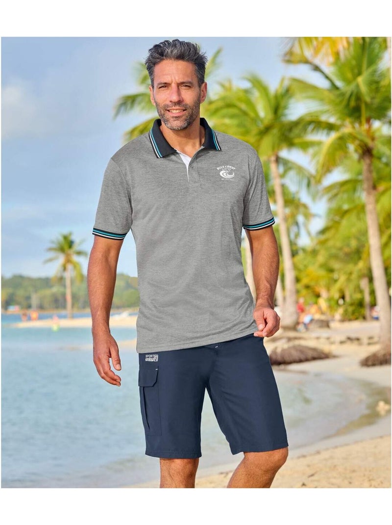2x bermudas de microfibra confort con cinturilla elástica y bolsillo cargo Gris azul - Kiabi