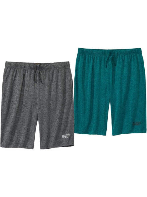 2x bermudas sport de punto jersey de poliéster jaspeado - Kiabi 2x bermudas sport de punto jersey de poliéster jaspeado - Kiabi