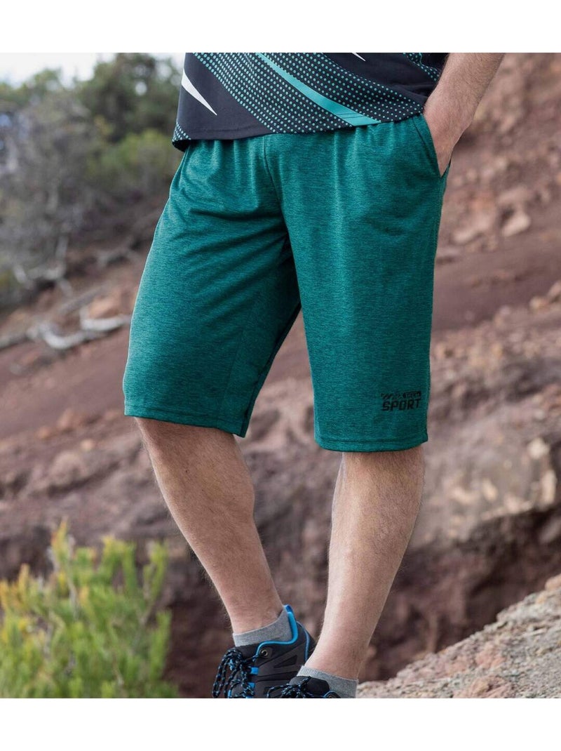 2x bermudas sport de punto jersey de poliéster jaspeado Gris verde - Kiabi