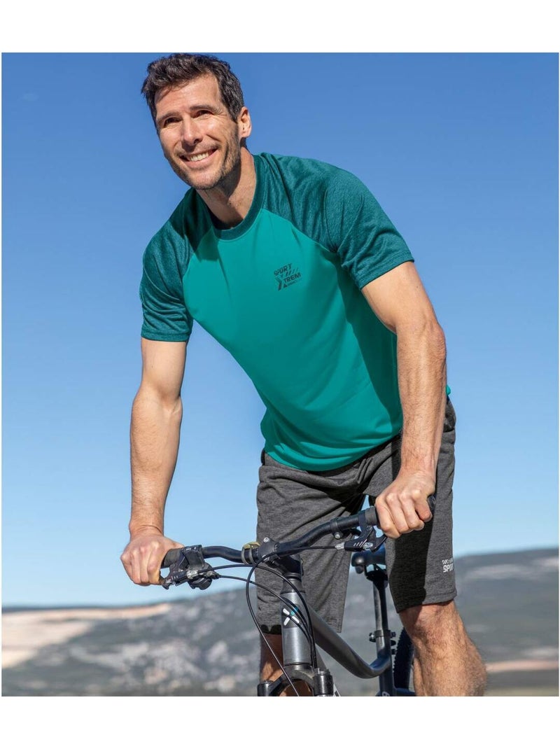 2x bermudas sport de punto jersey de poliéster jaspeado Gris verde - Kiabi