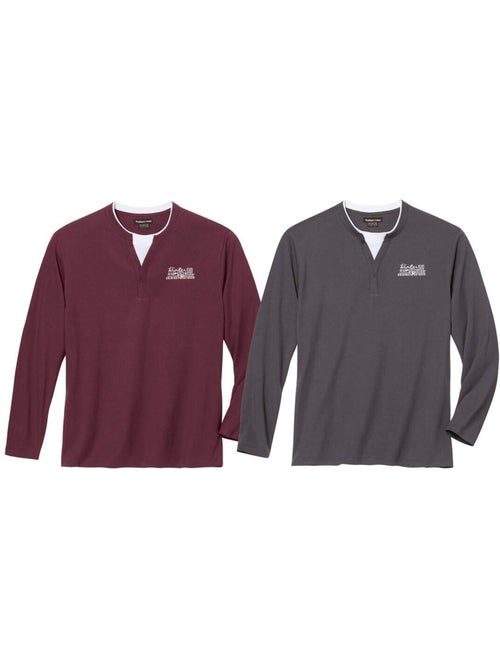 2x camisetas de algodón con cuello fantasía - Kiabi 2x camisetas de algodón con cuello fantasía - Kiabi