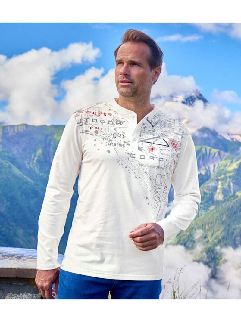 2x camisetas de algodón con cuello tunecino abotonado travel Blanco Azul - Kiabi