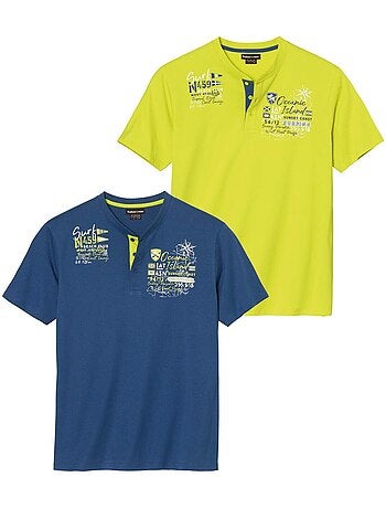 2x camisetas de algodón con cuello tunecino