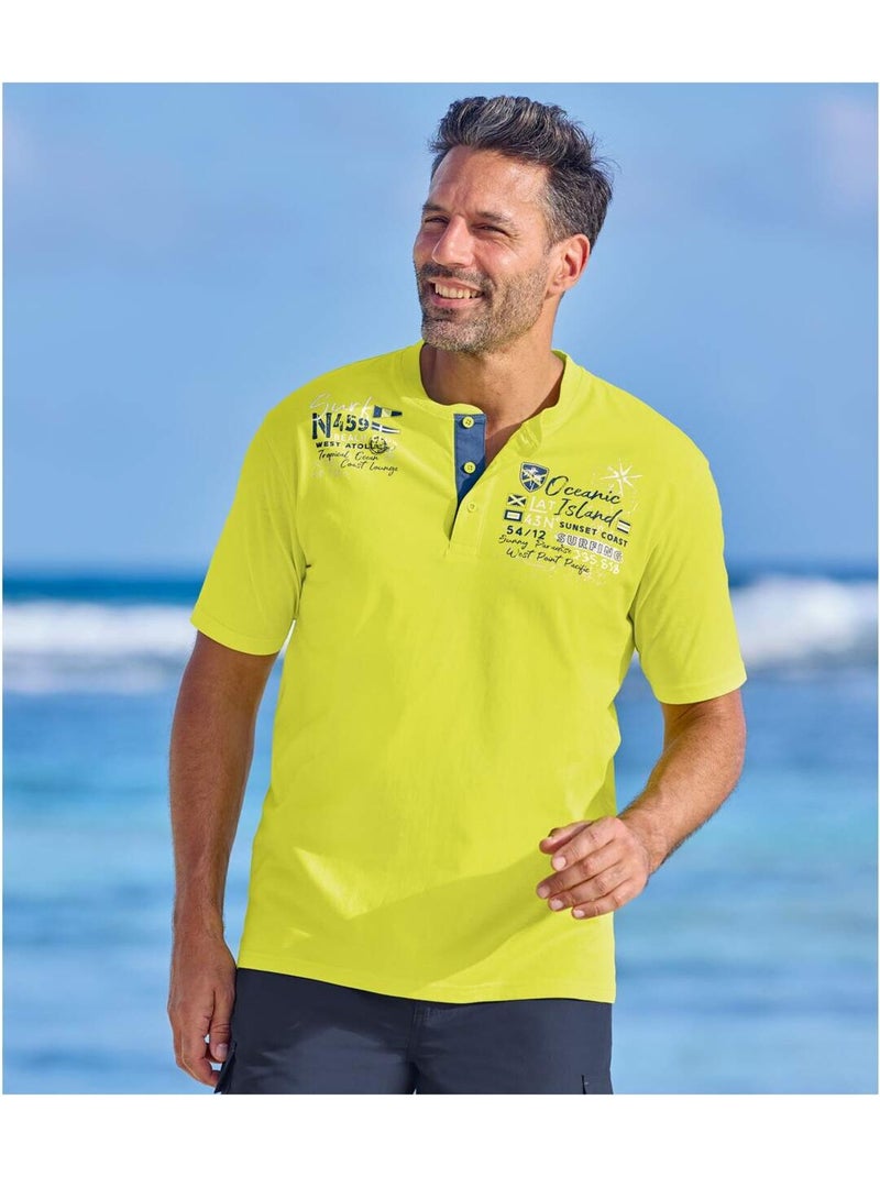 2x camisetas de algodón con cuello tunecino Azul Verde - Kiabi