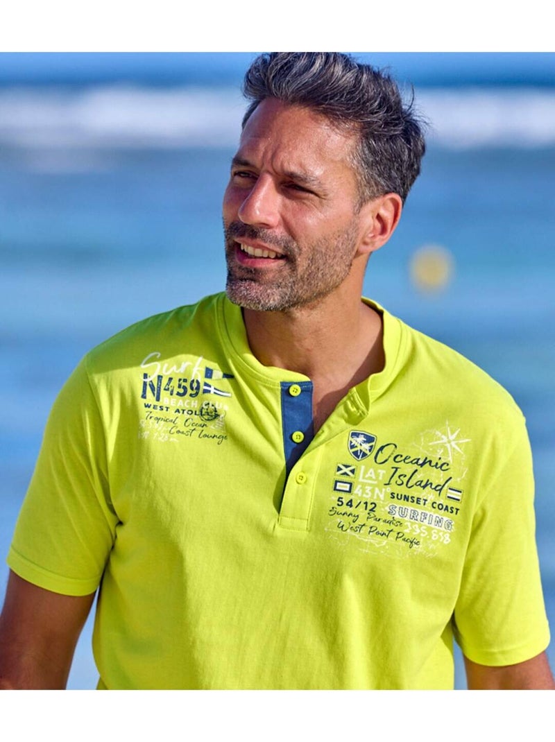 2x camisetas de algodón con cuello tunecino Azul Verde - Kiabi