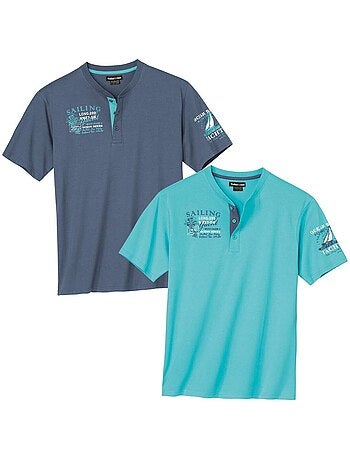 2x camisetas de algodón con cuello tunecino sailing