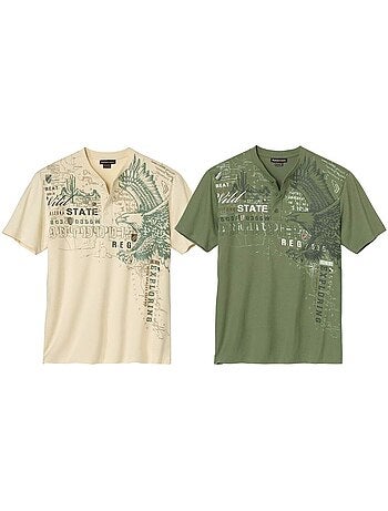 2x camisetas de algodón con cuello tunecino usa