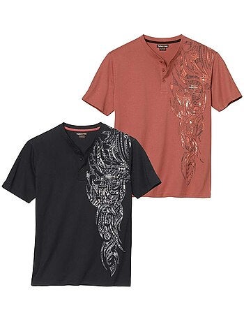 2x camisetas de algodón con cuello tunecino