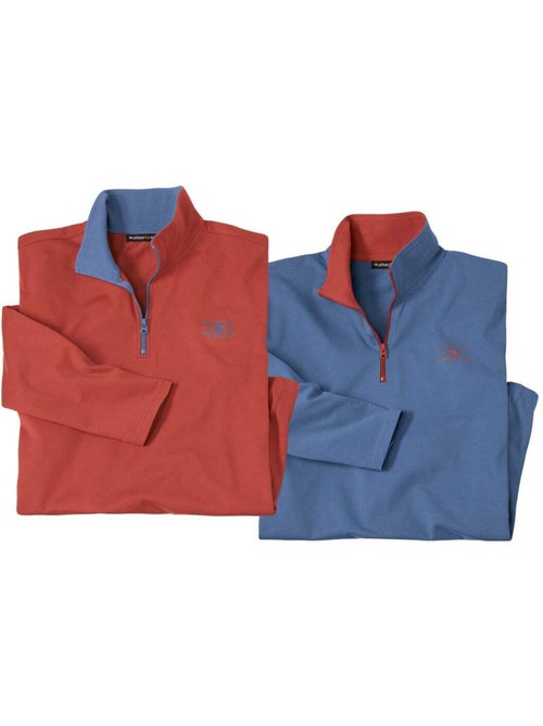 2x camisetas de cuello alto con cremallera de algodón - Kiabi 2x camisetas de cuello alto con cremallera de algodón - Kiabi