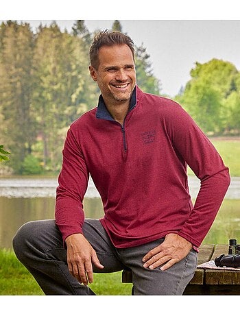 2x camisetas de cuello alto con cremallera de algodón outdoor