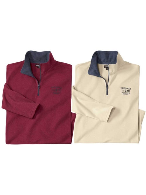 2x camisetas de cuello alto con cremallera de algodón outdoor - Kiabi