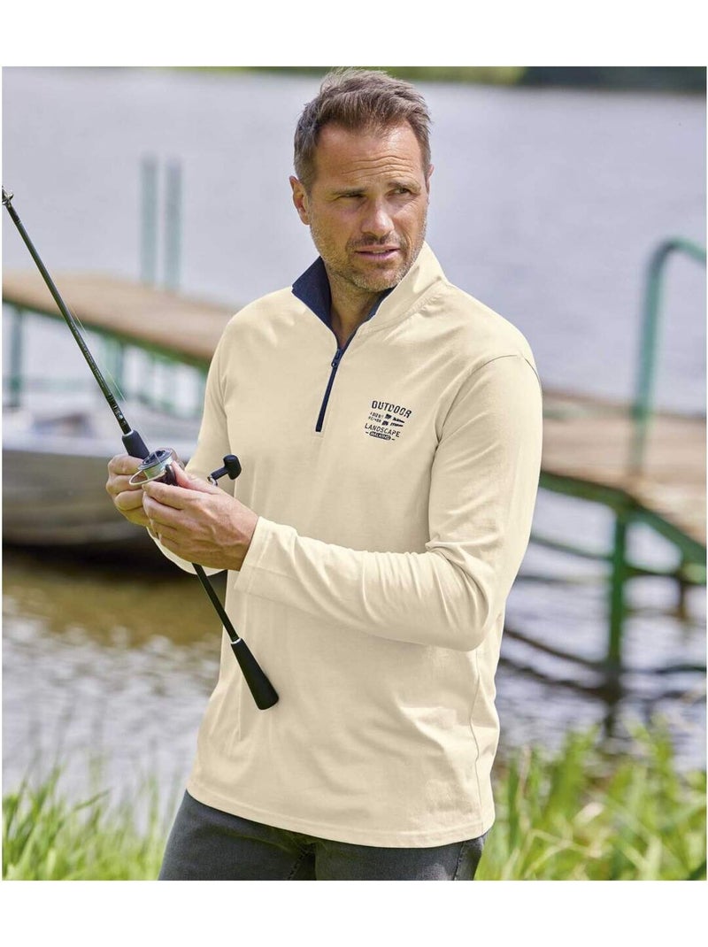 2x camisetas de cuello alto con cremallera de algodón outdoor Blanco Burdeos - Kiabi