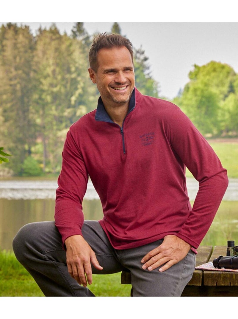 2x camisetas de cuello alto con cremallera de algodón outdoor Blanco Burdeos - Kiabi