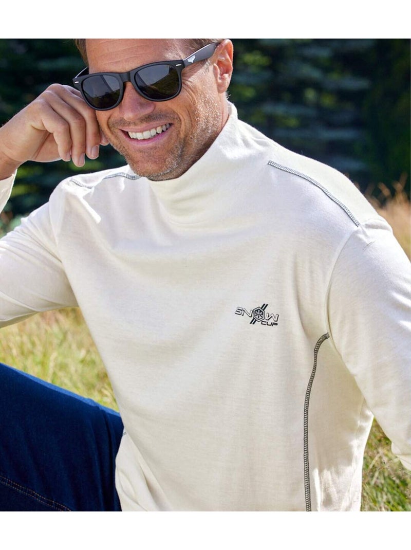 2x camisetas de cuello alto de jersey snow Blanco Burdeos - Kiabi