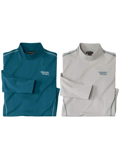 2x camisetas de cuello alto sport de algodón - Kiabi