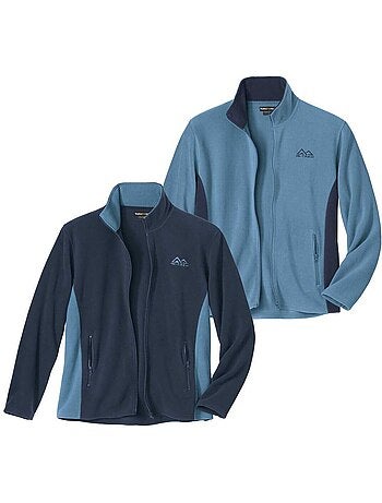 2x chaquetas polares bicolor rx-trem de tejido polar con cuello alto y cremallera