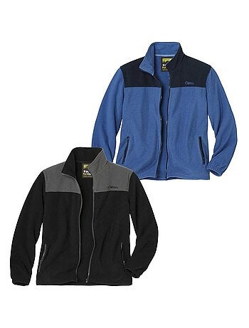 2x chaquetas polares de micropolar con cuello alto y cremallera