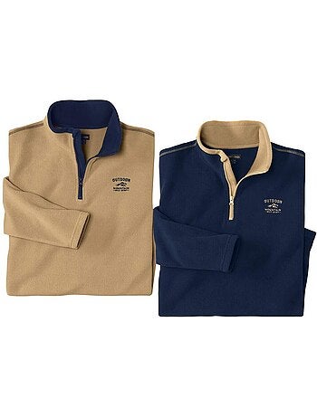 2x jerséis micropolar outdoor con cuello alto y cremallera