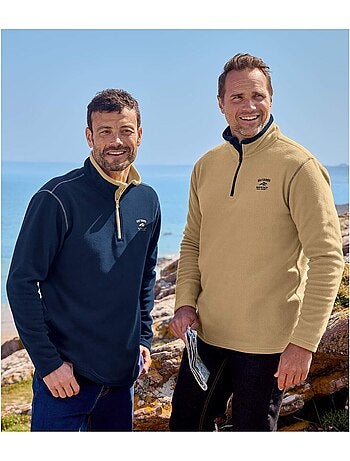 2x jerséis micropolar outdoor con cuello alto y cremallera