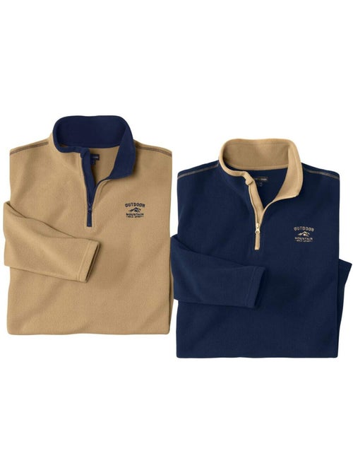 2x jerséis micropolar outdoor con cuello alto y cremallera - Kiabi 2x jerséis micropolar outdoor con cuello alto y cremallera - Kiabi