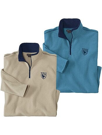 2x jerséis micropolar west corp con cuello alto con cremallera