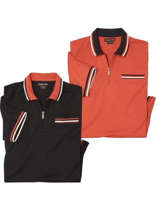 2x polos de algodón con cuello con cremallera - Kiabi