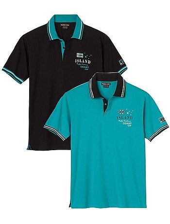 2x polos de algodón de manga corta cuello con borde de canalé master team
