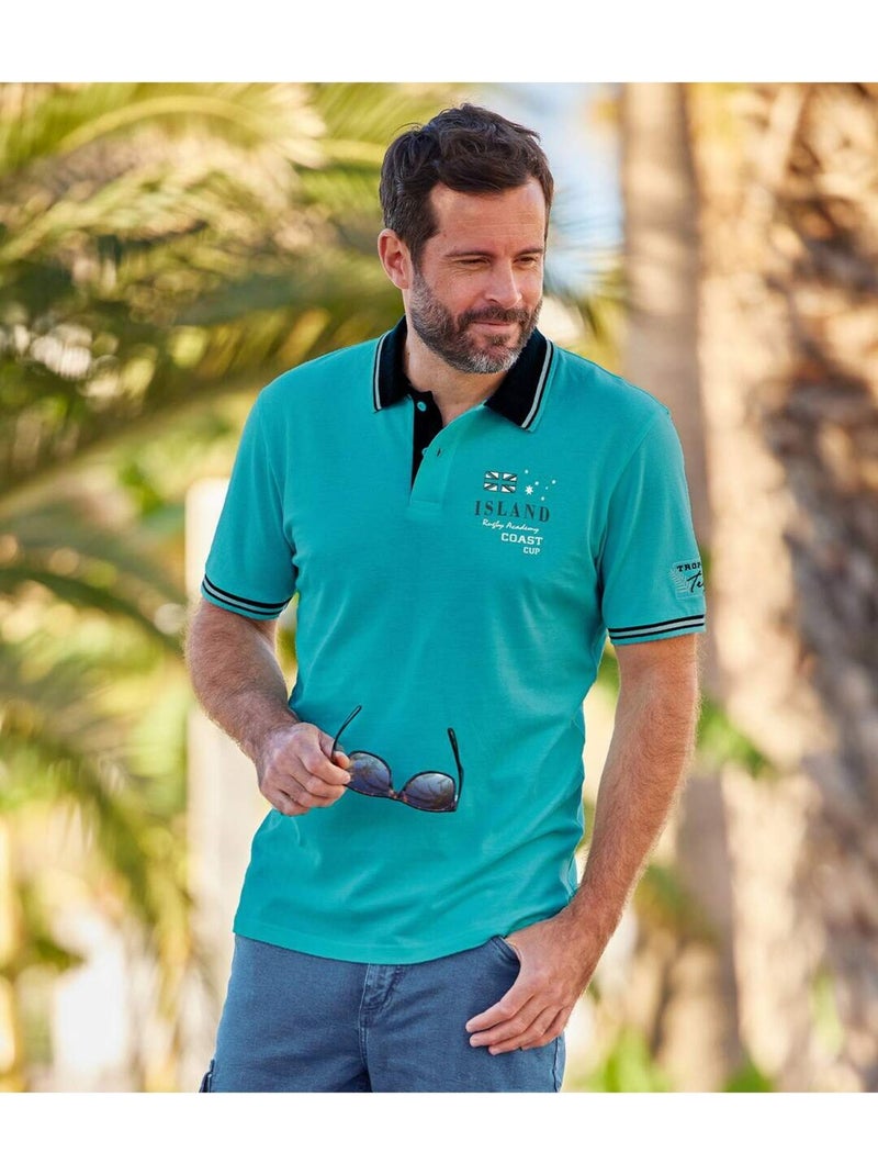 2x polos de algodón de manga corta cuello con borde de canalé master team Negro Verde - Kiabi