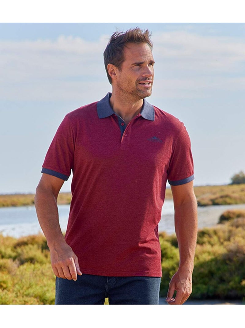 2x polos de algodón y poliéster con cuello de canalé y manga corta wildlands Azul burdeos - Kiabi