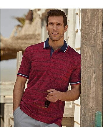 2x polos de manga corta de punto flameado, 100 % poliéster, cuello polo