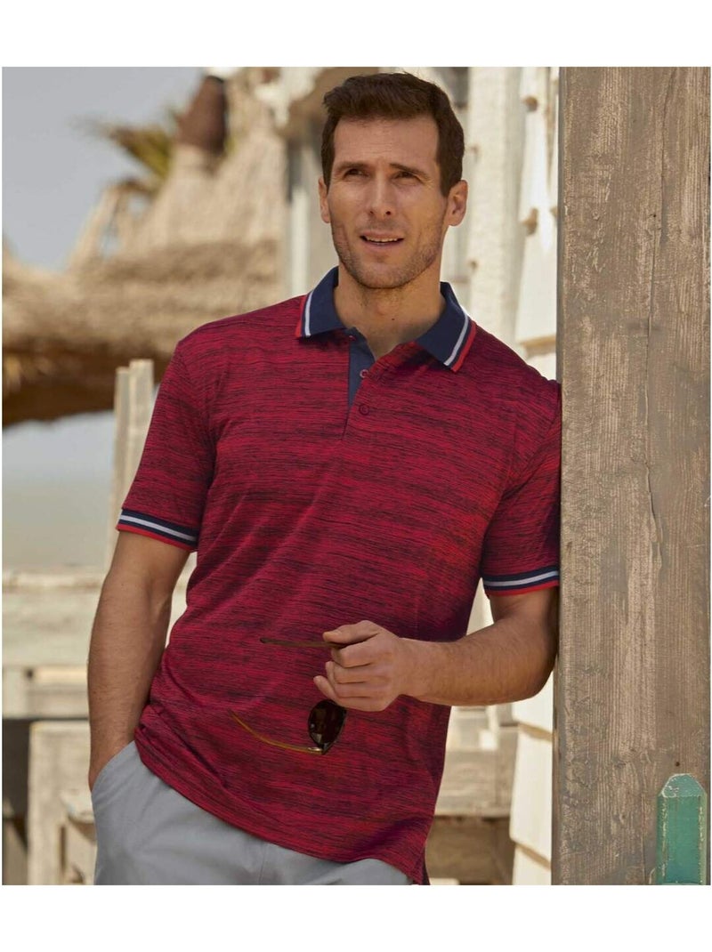 2x polos de manga corta de punto flameado, 100 % poliéster, cuello polo Gris rojo - Kiabi