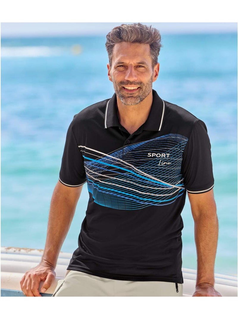 2x polos de manga corta de punto sport line Azul Negro - Kiabi