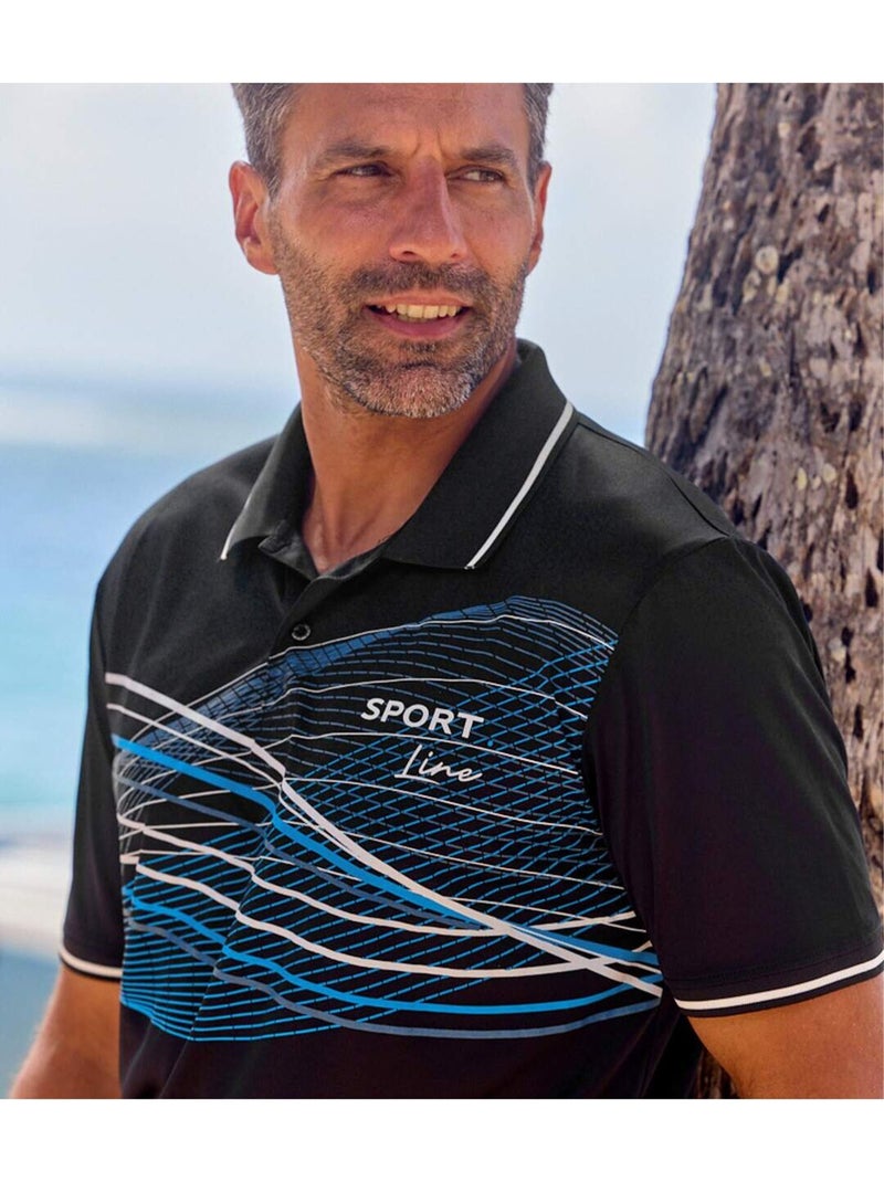 2x polos de manga corta de punto sport line Azul Negro - Kiabi