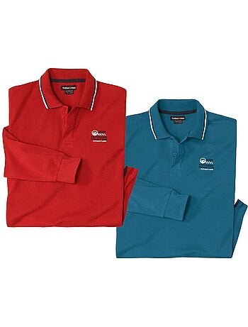 2x polos de punto piqué de algodón con cuello de canalé winter