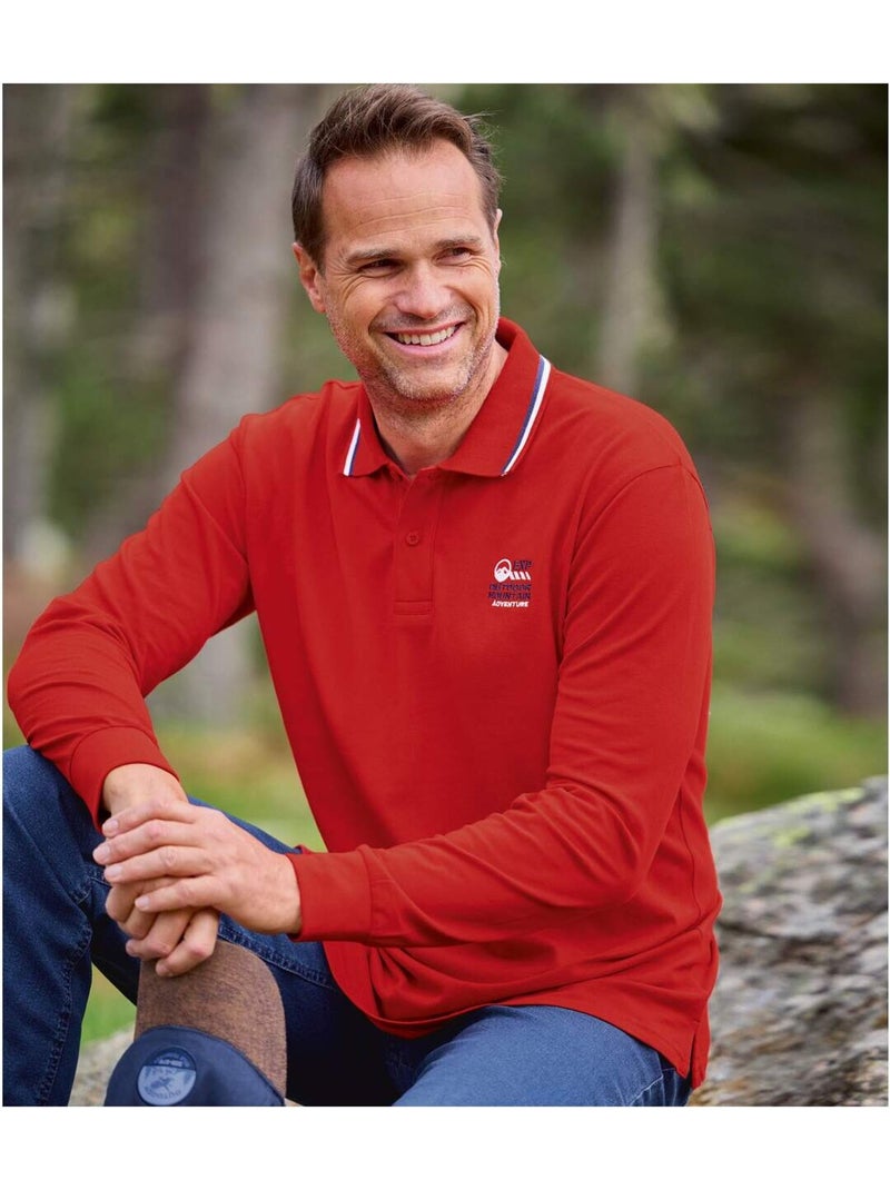 2x polos de piqué auténticos con cuello de canalé y botones Azul Rojo - Kiabi