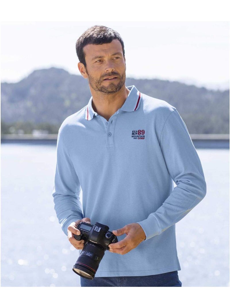 2x polos de piqué de algodón con cuello de canalé y abertura de 3 botones Azul Azul - Kiabi