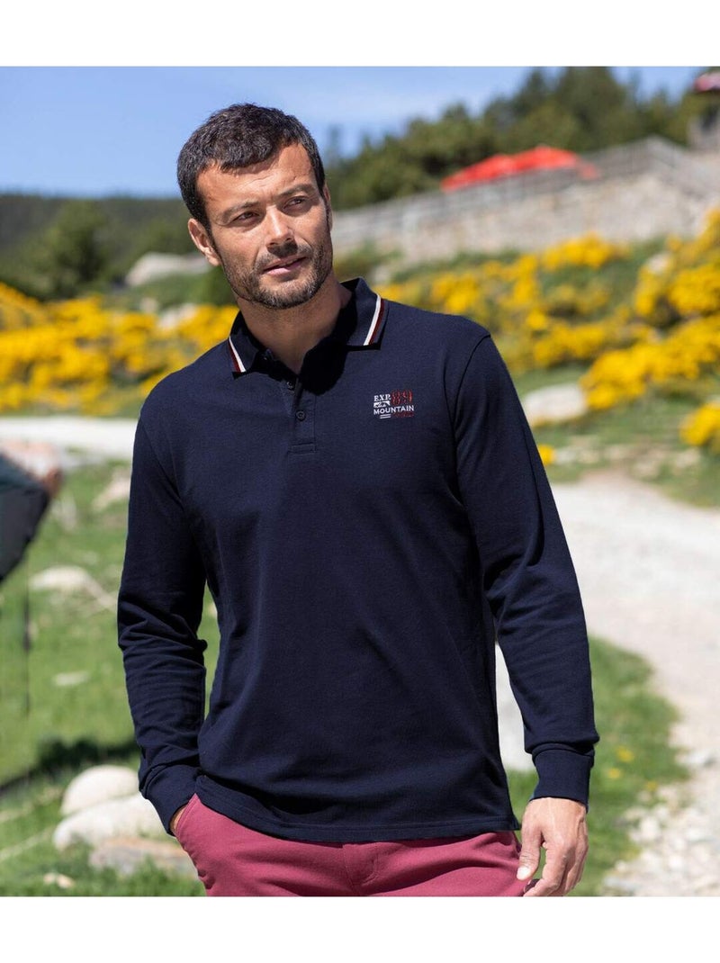 2x polos de piqué de algodón con cuello de canalé y abertura de 3 botones Azul Azul - Kiabi