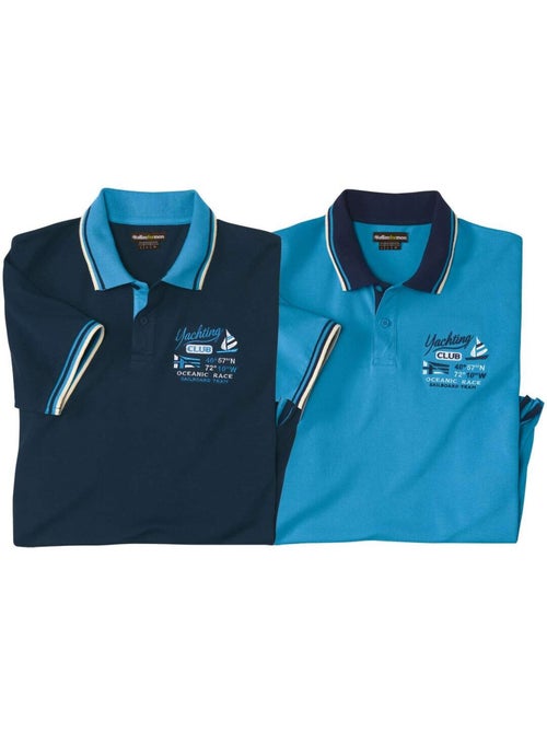 2x polos de piqué de algodón de manga corta con bordados náuticos - Kiabi 2x polos de piqué de algodón de manga corta con bordados náuticos - Kiabi