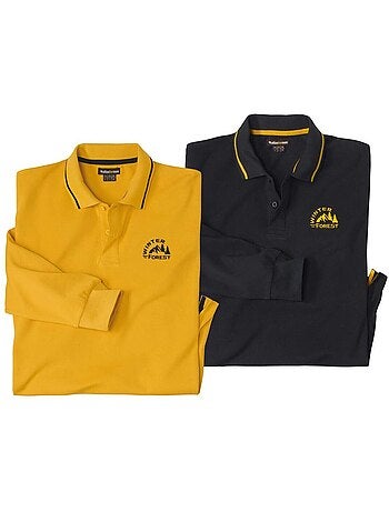 2x polos de punto piqué de algodón con cuello de canalé winter