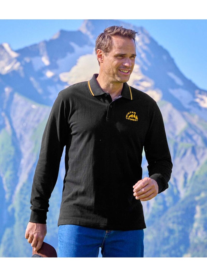 2x polos de punto piqué con cuello de canalé trendy Negro Amarillo - Kiabi
