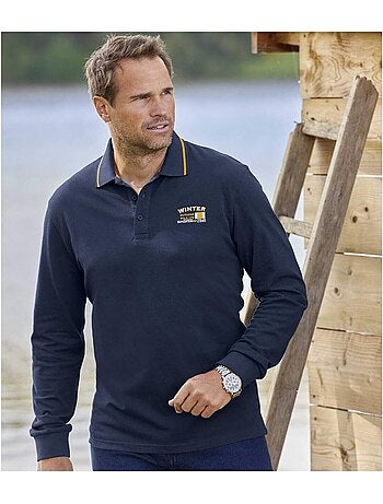2x polos de punto piqué de algodón con cuello de canalé winter
