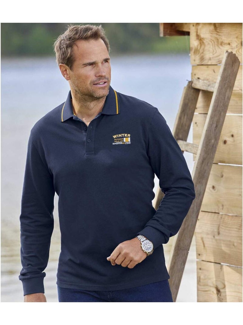 2x polos de punto piqué de algodón con cuello de canalé winter Azul Blanco - Kiabi
