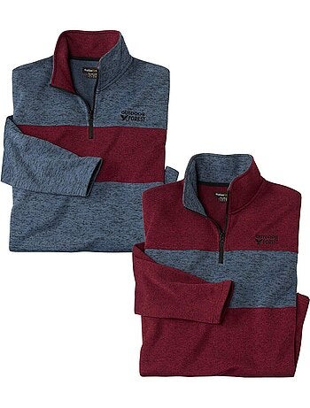2x sudaderas con cremallera de felpa jaspeada y cuello alto